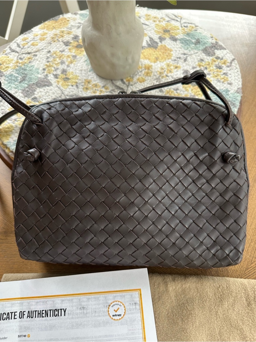 Bottega Veneta Nodini Crossbody Fondant Intrecciato - Chocolate Brown Leather